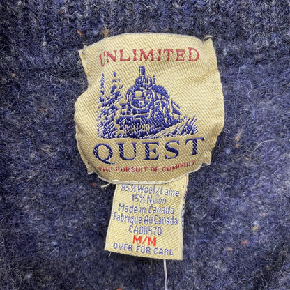 Vintage Navy Wool 1/4 Zip Sweater