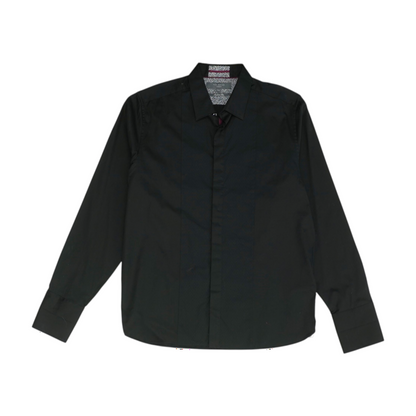 Black Solid Long Sleeve Button Down