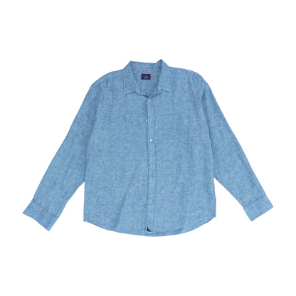 Navy Abstract Long Sleeve Button Down