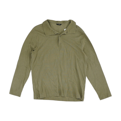 Olive Solid Long Sleeve Polo