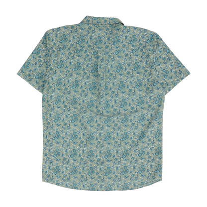Green Floral Short Sleeve Button Down
