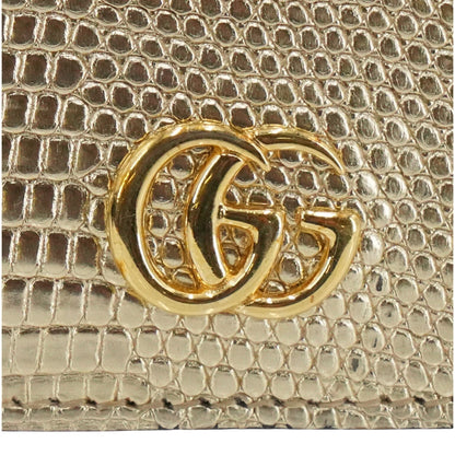 Metallic Gold Laminated Lizard GG Marmont Card Case