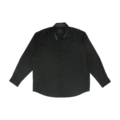 Black Solid Long Sleeve Button Down