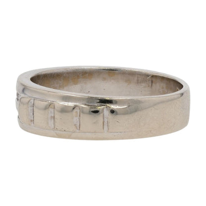 1/10 Ct 14K White Gold Diamond Channel Set Ridged Band
