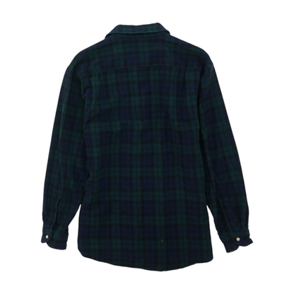 Green Long Plaid Flannel Button Down
