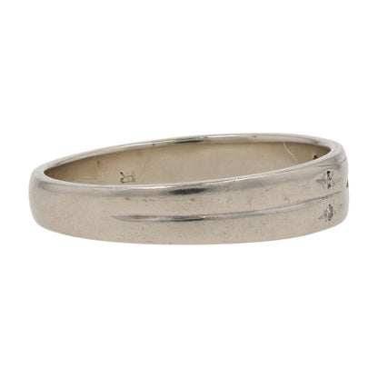 14K White Gold Diamond Accented Groove Wedding Band