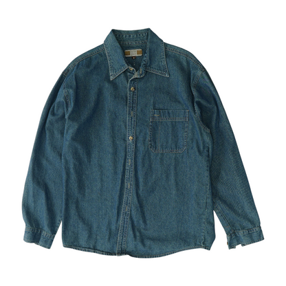 Navy Solid Long Sleeve Button Down