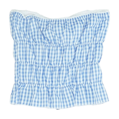 Blue Check Cropped Blouse