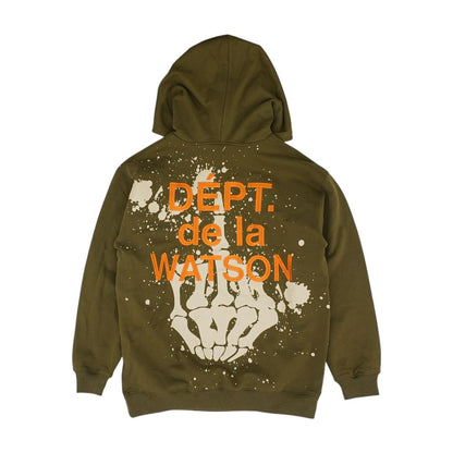 Green Embroidery Detail Hoodie Pullover