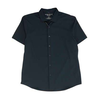 Navy Solid Short Sleeve Button Down