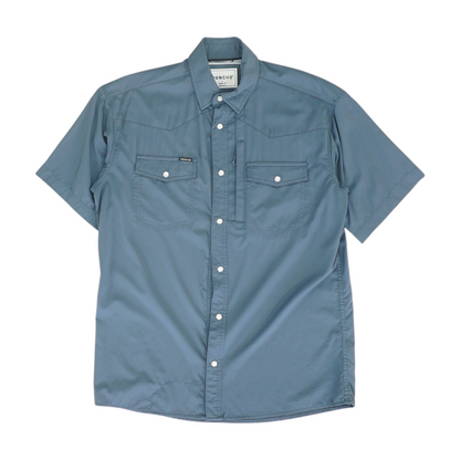 Navy Solid Short Sleeve Button Down