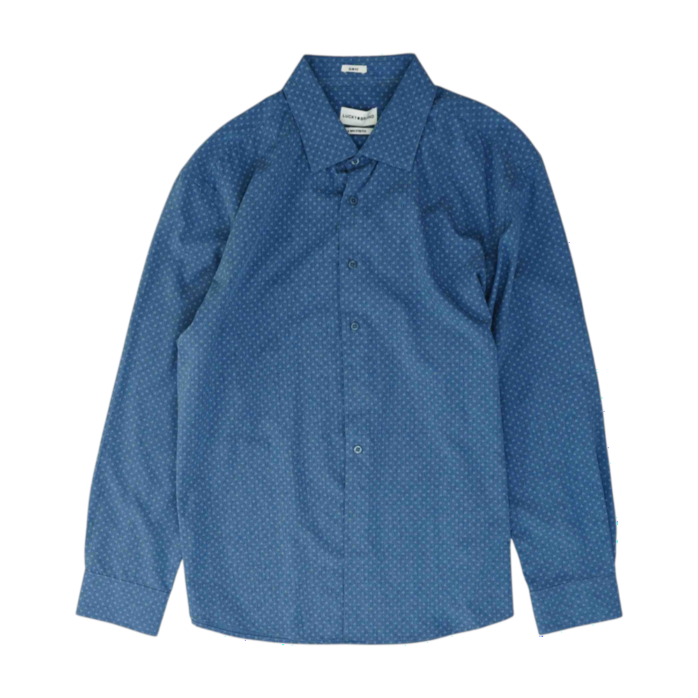 Blue Abstract Long Sleeve Button Down