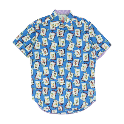 Blue Print Short Sleeve Button Down