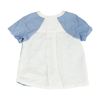 Blue Color Block Short Sleeve Blouse