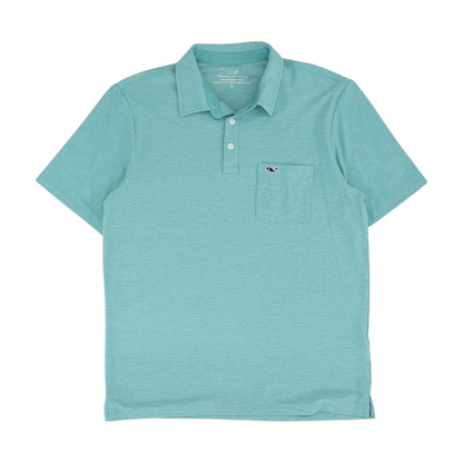 Blue Striped Short Sleeve Polo