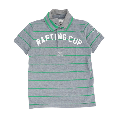 Gray Striped Short Sleeve Polo
