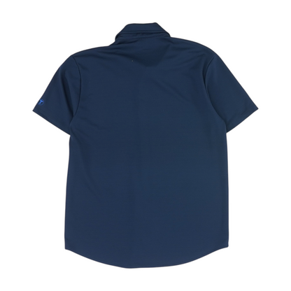 Navy Solid Short Sleeve Button Down