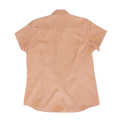 Orange Solid Short Sleeve Button Down
