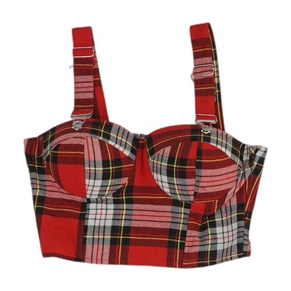 Red Plaid Cropped Blouse