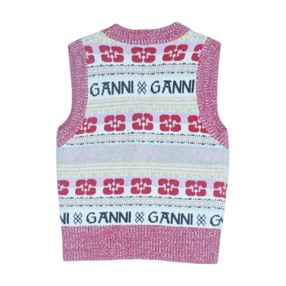 Red Abstract Vest Sweater