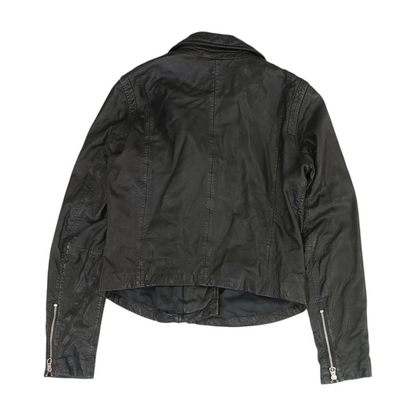 Black Solid Leather Jacket