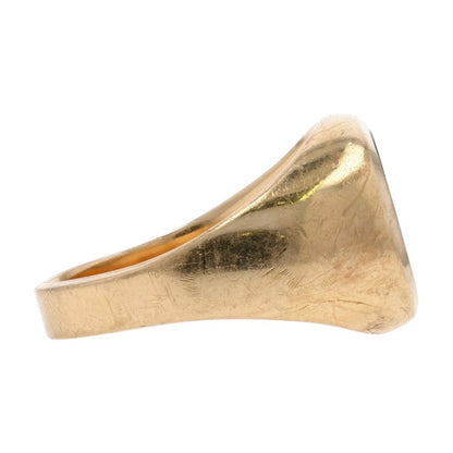 10K Gold Black Stone With Diamond Accents Signet Ring