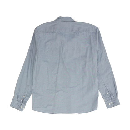 Blue Solid Long Sleeve Button Down