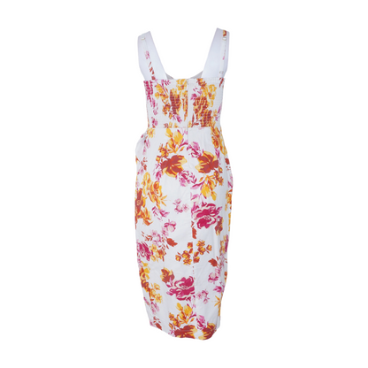 White Floral Midi Dress