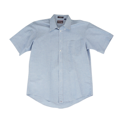 Vintage Blue Solid Short Sleeve Button Down
