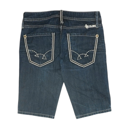 Blue Solid Denim Shorts