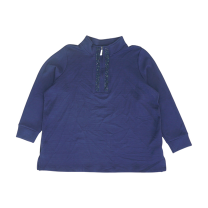 Navy Petite Solid 1/4 Zip Pullover