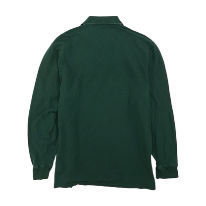 Green Solid Long Sleeve Polo