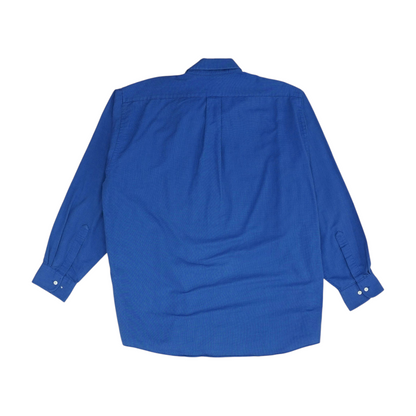 Blue Solid Long Sleeve Button Down