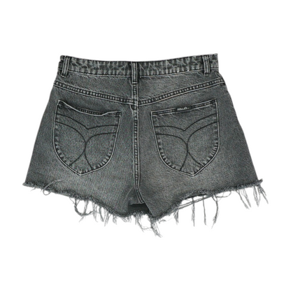 Black Solid Denim Shorts