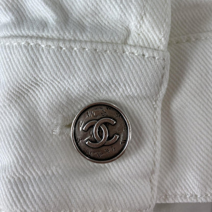 White Pre Spring-Summer 2026 Embroidered Denim Blouson Jacket
