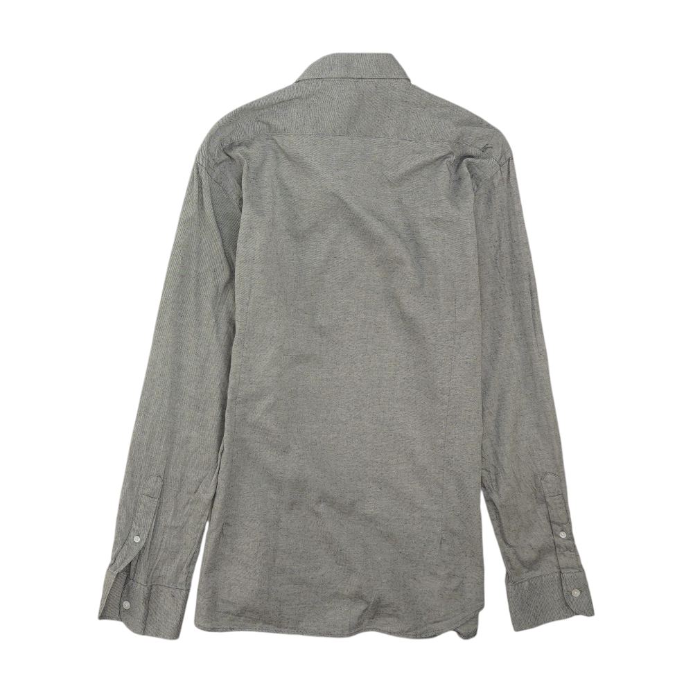 Gray Solid Long Sleeve Button Down