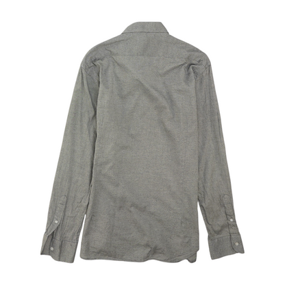 Gray Solid Long Sleeve Button Down