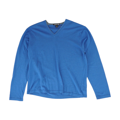 Blue Solid Pullover Sweater