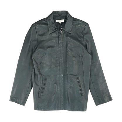 Black Solid Leather Jacket