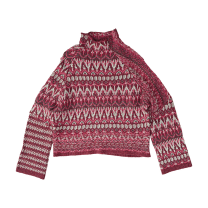 Pink Print Pullover Sweater