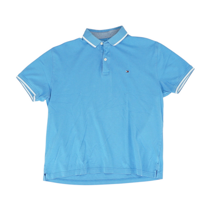 Blue Solid Short Sleeve Polo