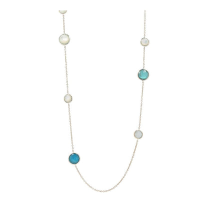 Sterling Silver Lollipop Mixed Multi-Stone Station Necklace