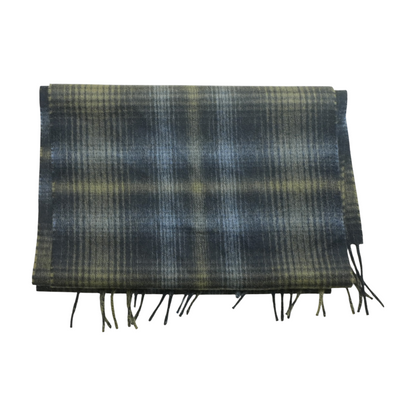 Navy Plaid 100% Cashmere Scarf