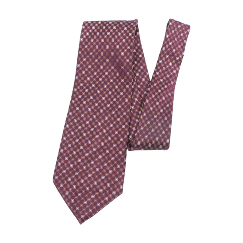 Michael Kors Maroon Check Neck Tie – Image 1