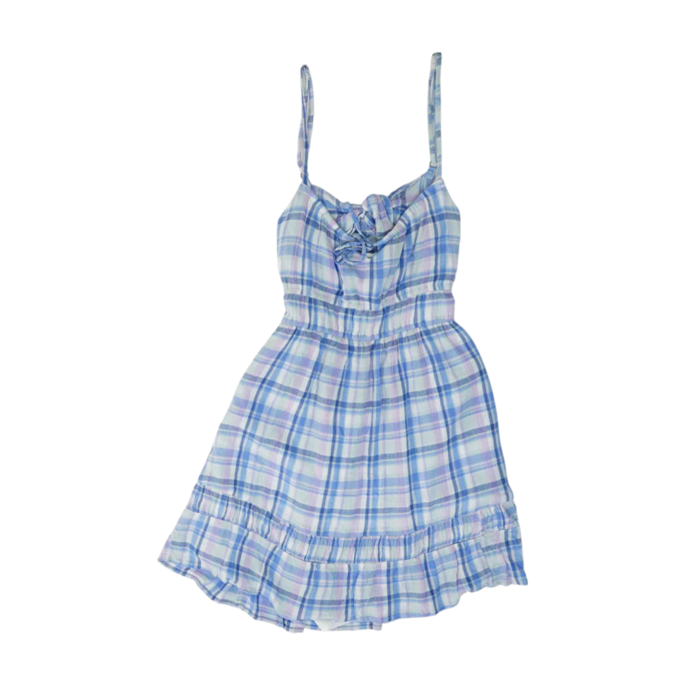 Blue Plaid Mini Dress
