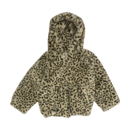 Gray Animal Print Fur Jacket
