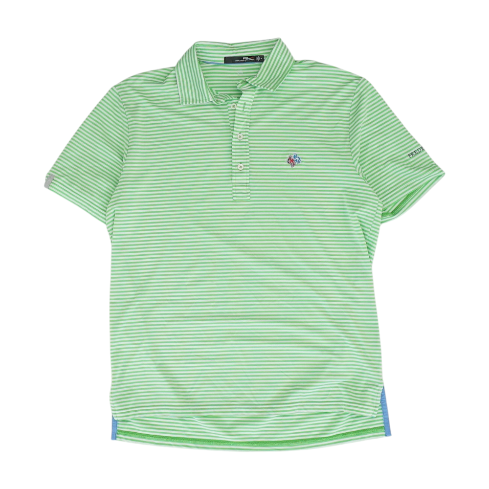 Neon Green Striped Short Sleeve Polo