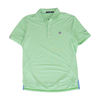 Neon Green Striped Short Sleeve Polo