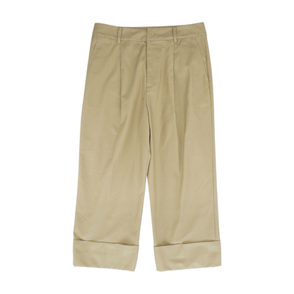 Khaki Solid Chino Capris