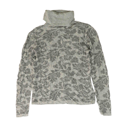Gray Floral Pullover Sweater